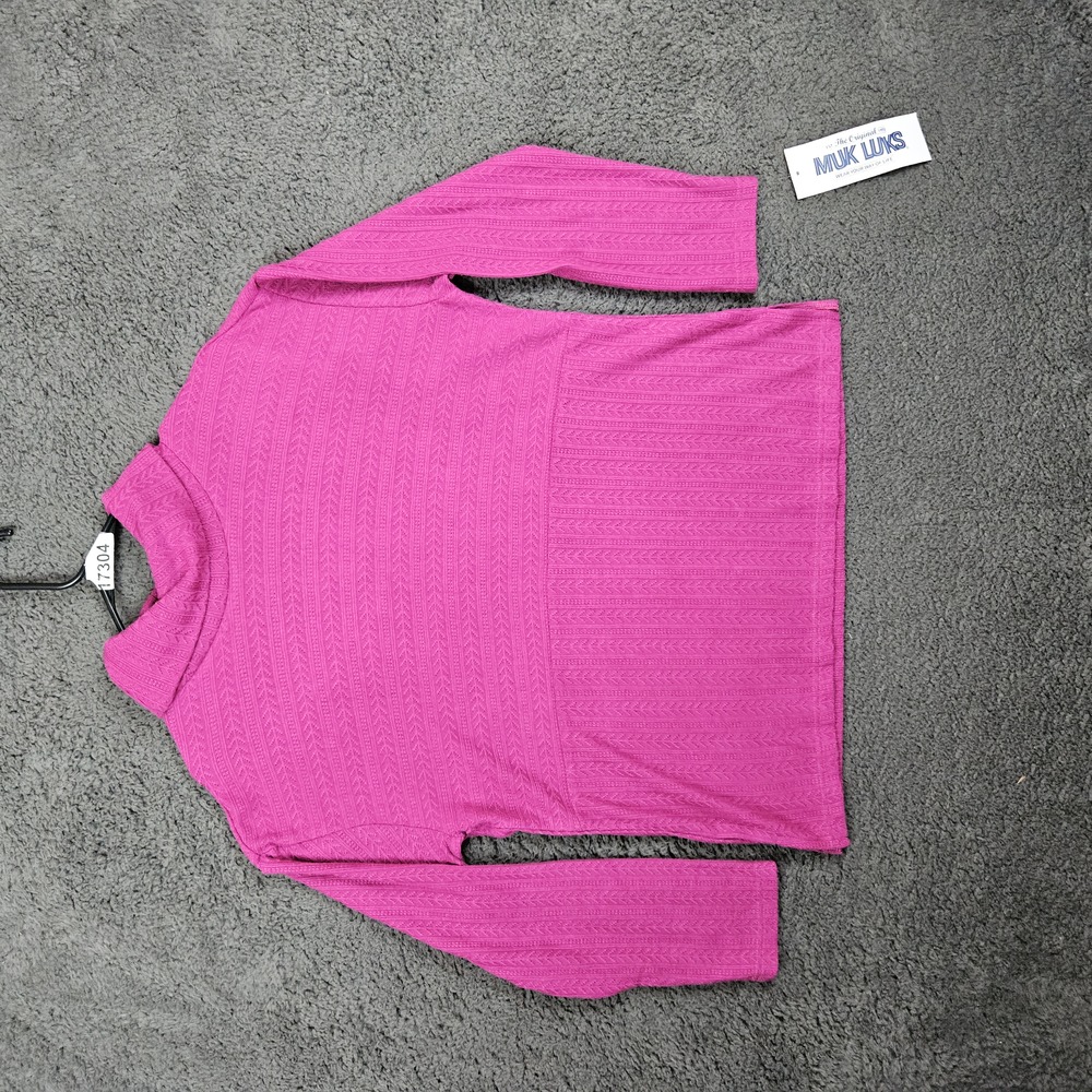 Muk Luks Sweater Womens PM Pink Cable Knit‎ Turtleneck Extreme Comfort Cozy